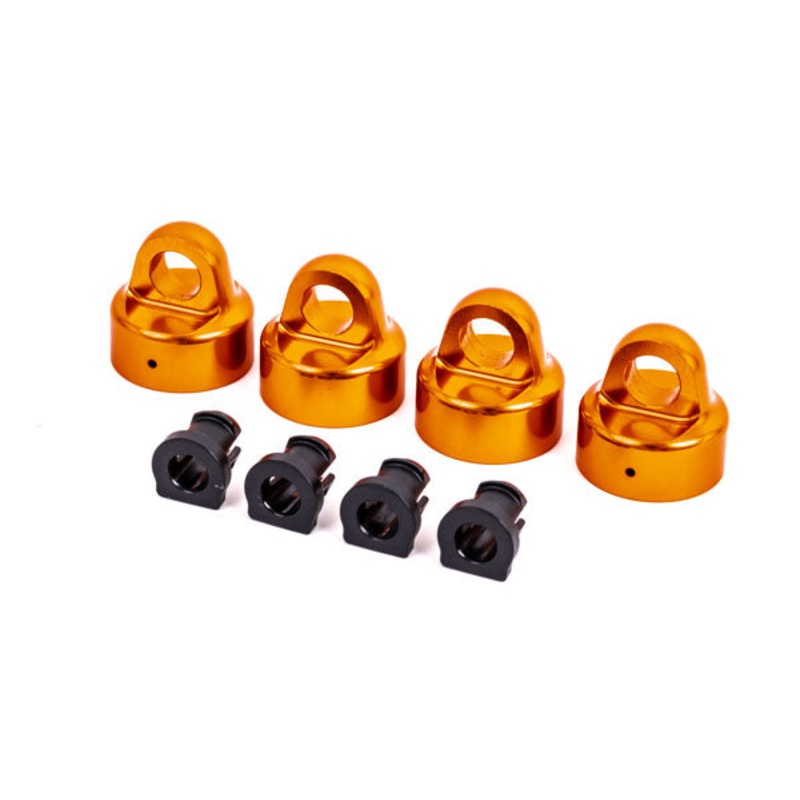 Aluminum Shock Caps w/ Spacers, Orange