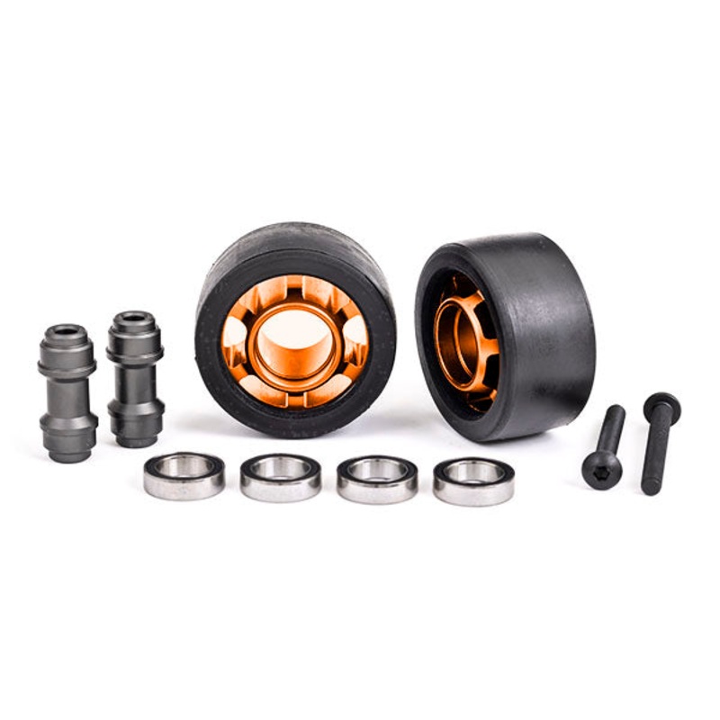 Wheels w/ Wheelie Bar, Axle & Bearings, Orange