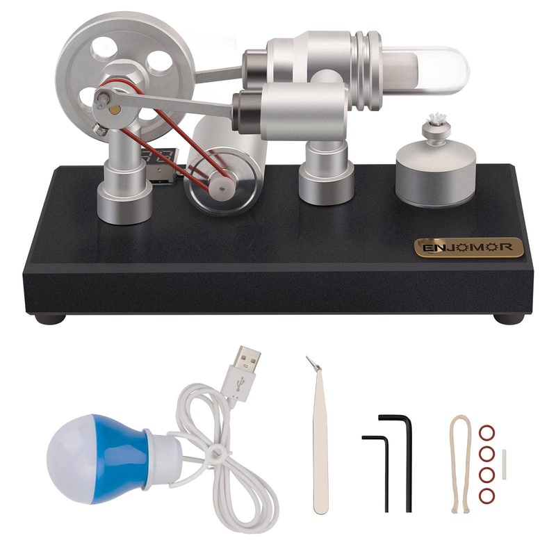 ENJOMOR -Type Hot-air Single Cylinder Stirling Engine Generator Model Toy