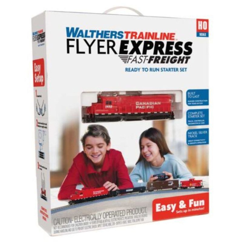 Walthers Trainline 1211 – Flyer Express Fast Freight Train Set – Standard DC – Canadian Pacific (CP) – HO Scale