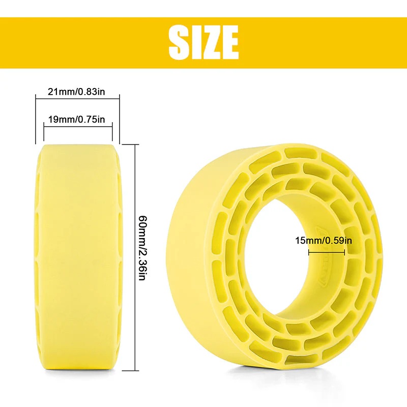 INJORA 4pcs Silicone Rubber Inserts For 1.3″ Tires (68-72mm) SUPER SOFT