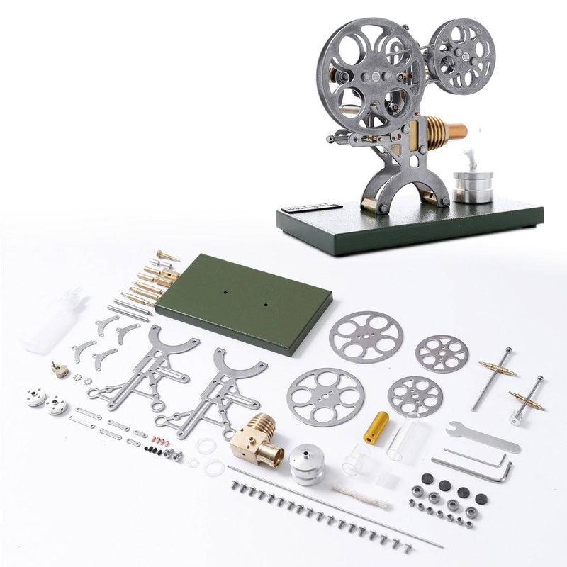 Retro Nostalgic Projection Stirling Engine External Combustion Engine DIY Steam Toy with Metal Base – Assembly Version