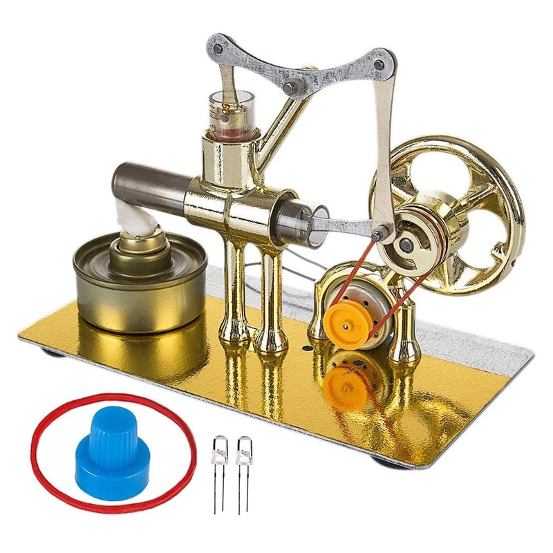 Stirling Engine Model Kit Single Cylinder Balance Science Experiment Kit with All-metal Base