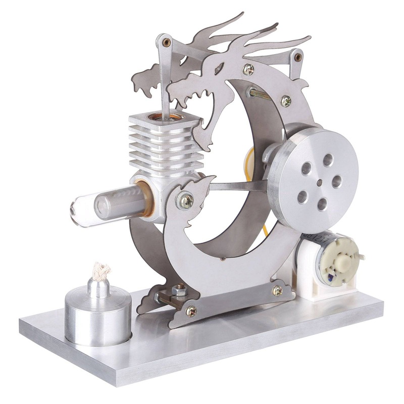 Roaring Black Dragon Single Cylinder Stirling Engine Generator Model Science Experiment Toys Gif