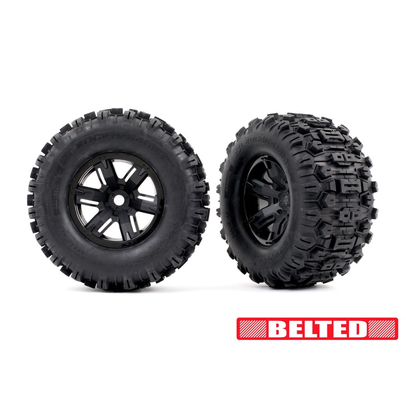 T&W XMAXX Black Wheel MAXX AT TIRE BELTED, Traxxas, #7871