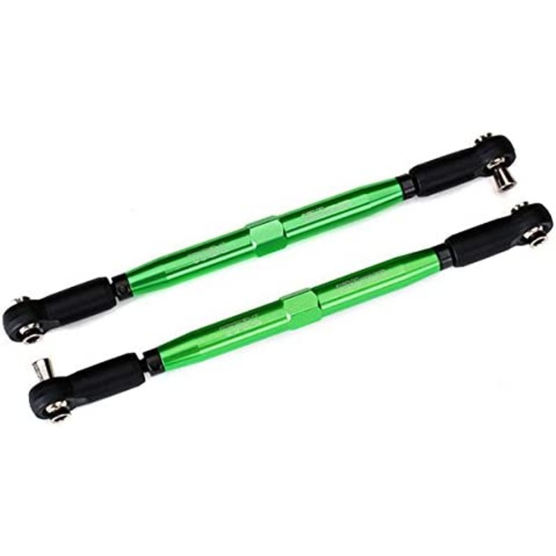 Traxxas TRA7748G Toe links, X-Maxx (TUBES green-anodized, 7075-T6 aluminum, stronger than titanium) (157mm) (2)/ rod end