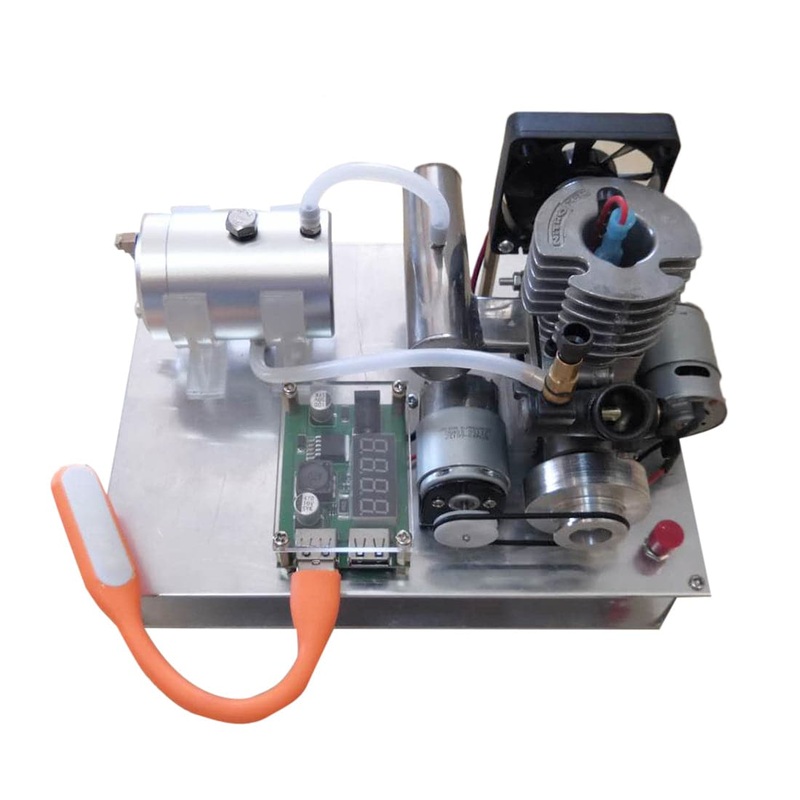Modified 2 Strokes Single Cylinder Aircooled Methanol Engine into 12V Generator Model Set