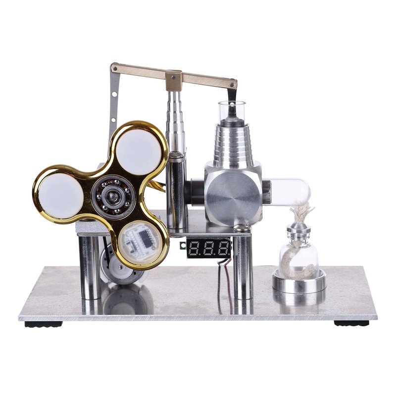 Balance Type Hot Air V2 Stirling Engine Generator with Luminous Gyroscope Bulb Experiment Toy