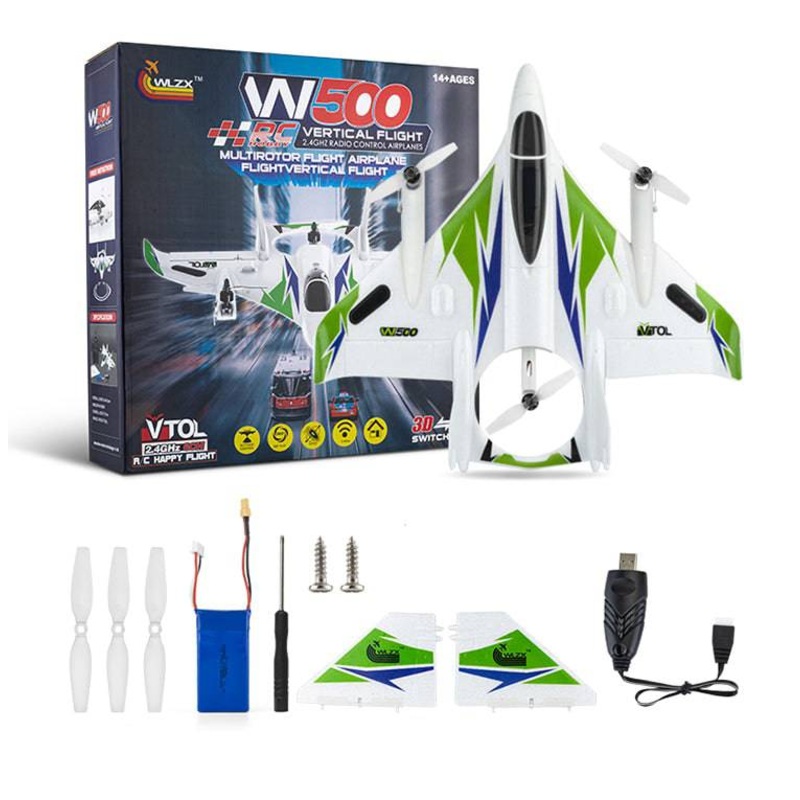 WLZX W500 2.4G 6CH Brushless RC Glider Aircraft Airplane with 6G Self-stabilized Flight Mode with throttle on the right stick
