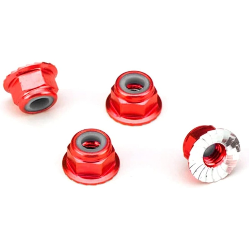 Traxxas 1747A – Aluminum Flanged Locking Nuts, Red (4)