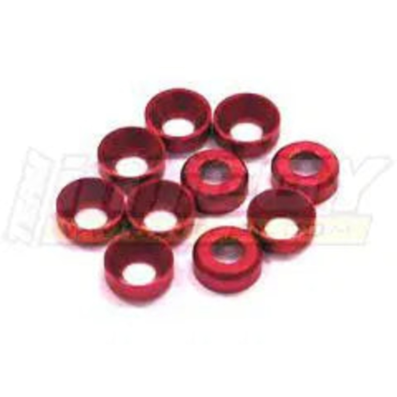 3mm Concave Washer (10), Red