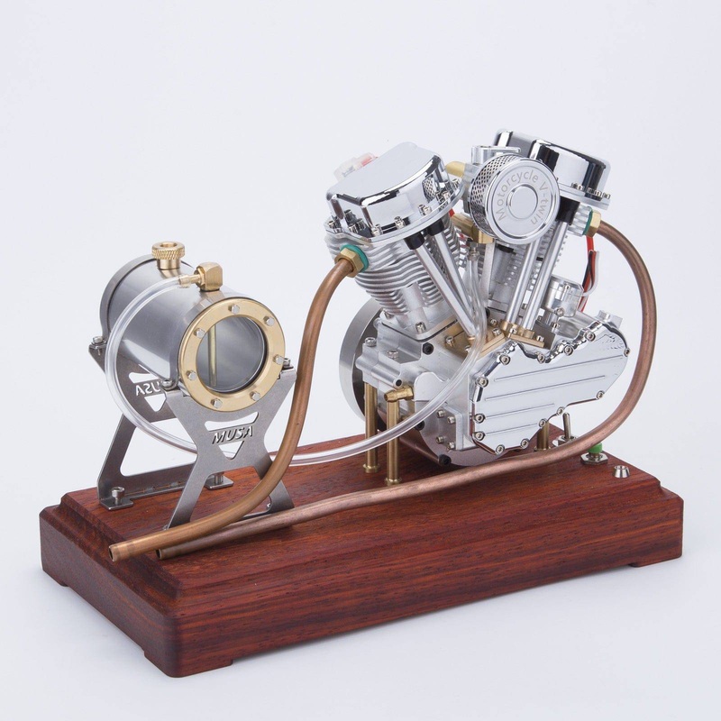 CISON FG-VT9 9cc V2 Two-Cylinder Four-Stroke Air-cooling Gasoline Motorcycle Engine with Base Air Filter Set Black