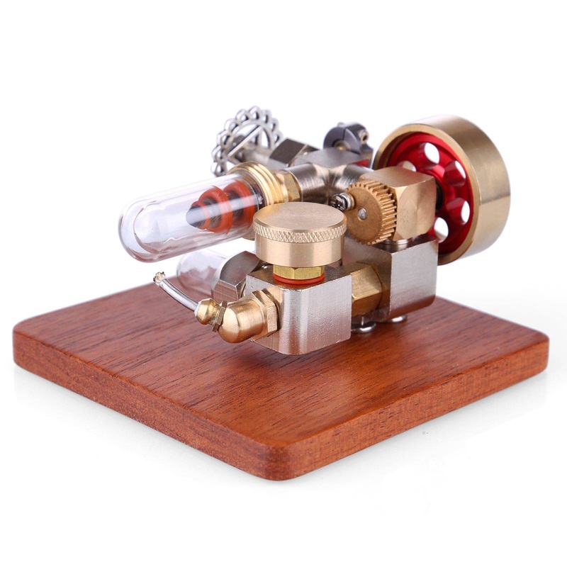 Speed-Adjustable Hot Air Sterling Engine Model with Wooden Base Science Toy