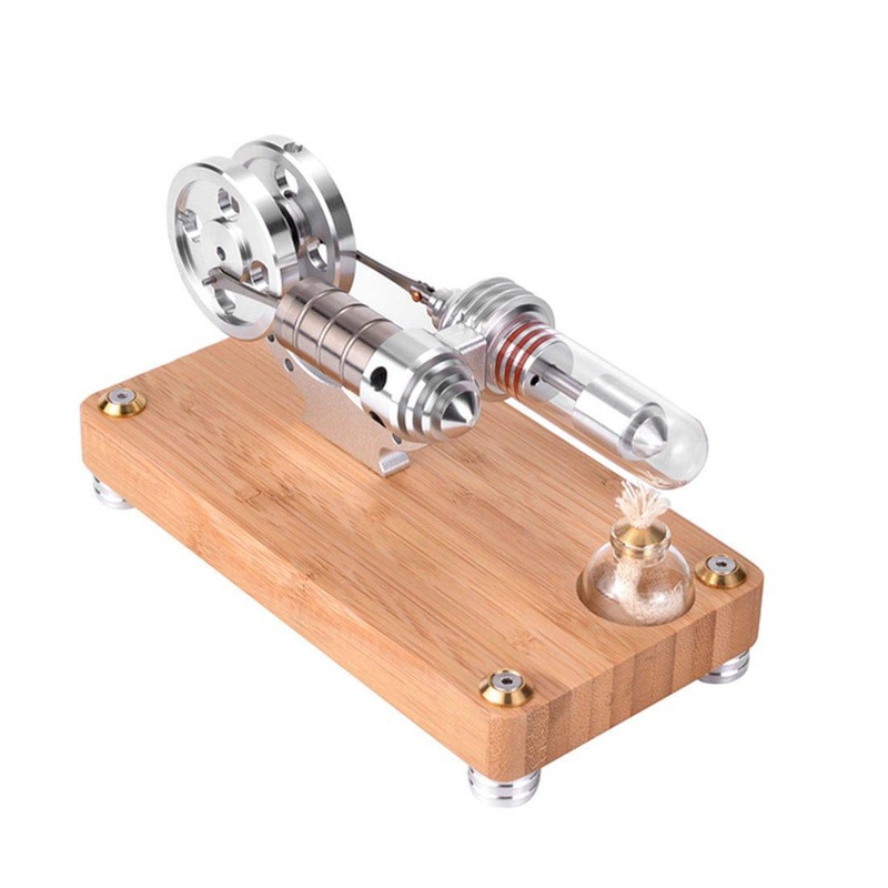 -shape Twin Flywheel Single Cylinder Stirling Engine Model Science Experiment Teaching Lab Toy