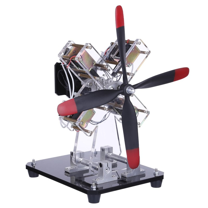 STARK-79 4-cylinder Airplane Shape Hall Sensor Engine Magnetic Engine Model Random Color of Blade