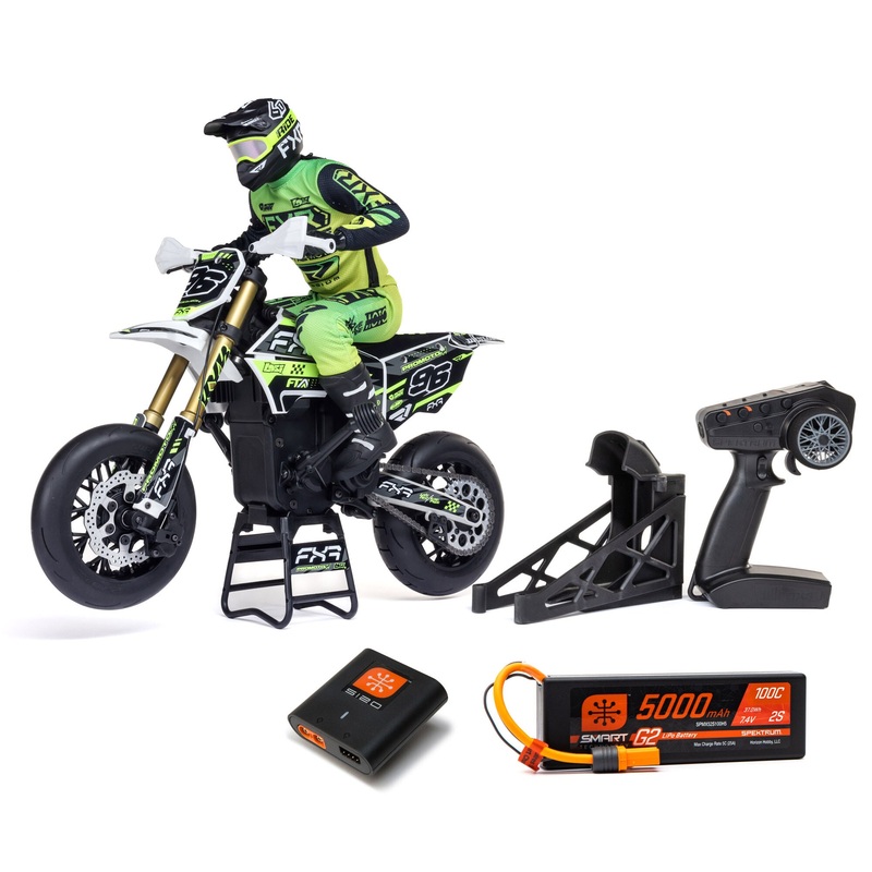 1/4 Promoto-SM FXR Supermoto Motorcycle RTR, LOSI, LOS-2310, LOS-2272 White (With Battery/Charger)